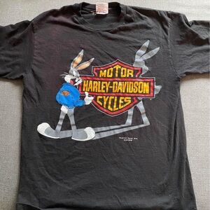 90s vintage Bug Bunny Harley Davidson tshirt large